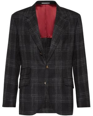 Brunello Cucinelli Dark Wool Silk Blazer - Black