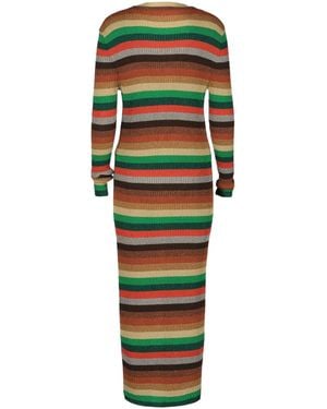 Valentino Metallic Striped Ribbed-Knit Cardigan - Green