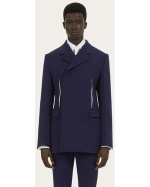 Ferragamo Dark Wool Blend Jacket - Blue