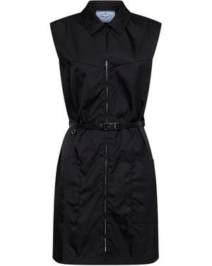 Prada Re-Nylon Belted Short Dress - Black