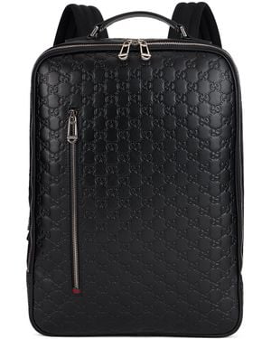 Gucci Medium Monogram Leather Backpack - Black
