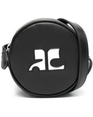 Courreges Leather Circle Bag - Black