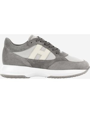 Hogan Sneakers Interactive Leather And Nylon - Gray