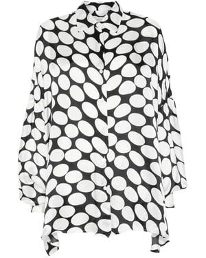 Dries Van Noten Casia Viscose Shirt With Large Polka Dot-Motif - White