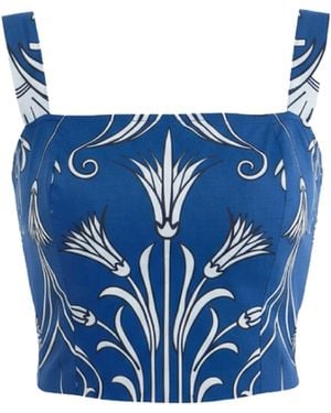 Beyond By Vera Crop Top, With Corset Bodice - Blue