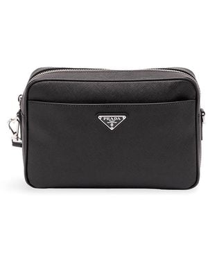Prada Saffiano Leather Shoulder Bag - Black
