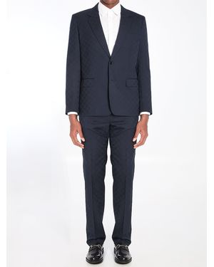 Gucci Gg Wool Jacquard Suit - Blue