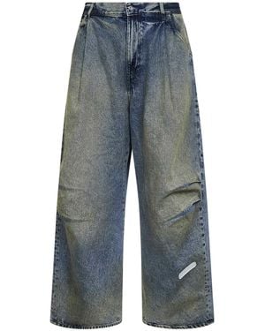 PDF Dirty-Effect Cotton Denim Fat Angelo Jeans - Blue