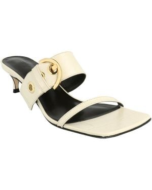 BY FAR Bettina Croc Embossed Mules - White