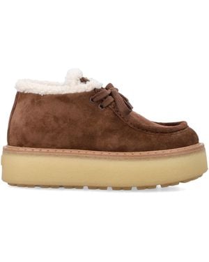 Prada Suede Chukka Boots With Shearling Lining - Brown