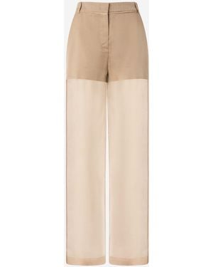 Pinko Sheer Linen And Organza Pants - Natural