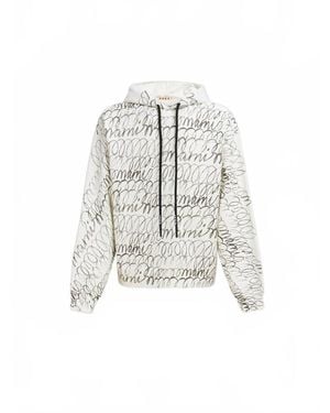 Marni Scribbled Organic Cotton Motif Hoodie - White