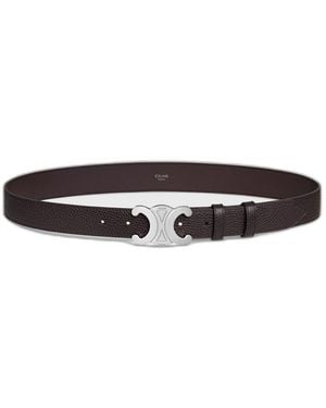 Celine Espresso Calf Leather Large 30 Mm Belt - Black