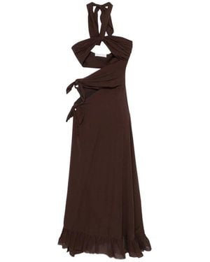 Raquel Diniz Dress With Ruffled Hem - Brown