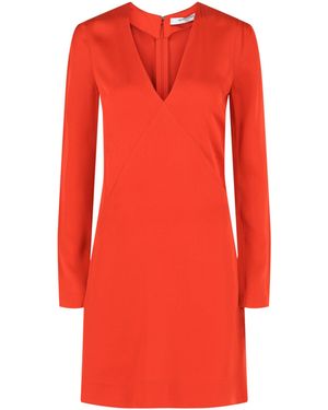 Givenchy V-Neck Long Sleeve Dress - Red
