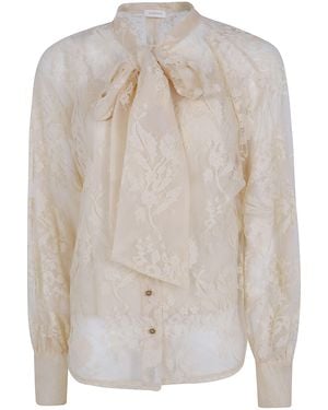 Zimmermann "Valiant Lace" Pussybow Blouse - White