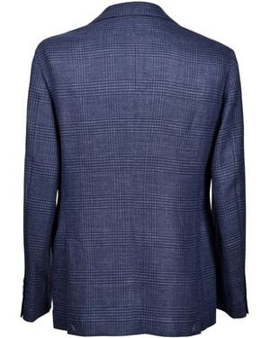 Brunello Cucinelli Wool Blend Plaid Blazer - Blue