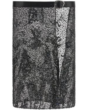 MISENITHE Embroidered 'Jude' Sarong Skirt - Gray