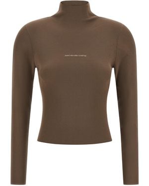 Alexander Wang Logo Ribbed Sweater - Brown