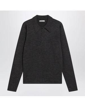 Lemaire Ecorce L/S Knitted Polo Sweater - Black