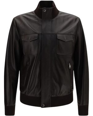 Dolce & Gabbana Covered Zip Bomber Jacket - Black