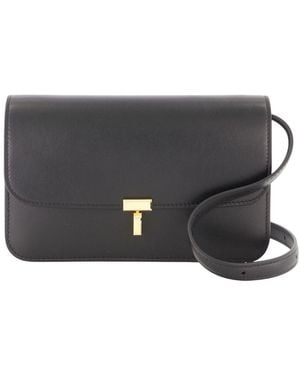 TOTEME Leather Clutch Bag With Tlock Closure - Black