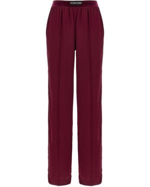 Tom Ford Stretch Silk Pants - Red