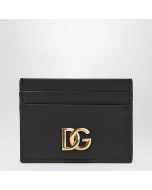 Dolce & Gabbana Leather Card Holder With Dg Logo - Black