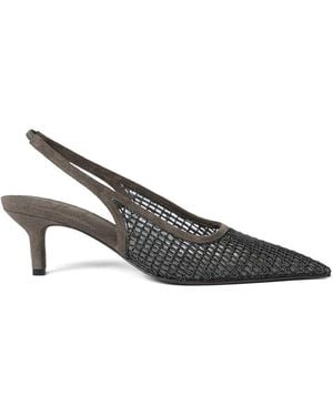 Brunello Cucinelli Pointed-Toe Slingback Heels - Gray