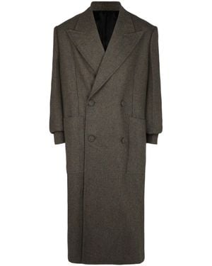 Givenchy Double Breasted Herringbone Coat - Gray