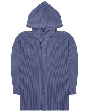 Issey Miyake Pleated Sweatshirt With Buttons - Blue