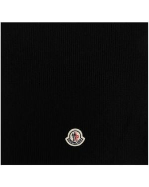 Moncler Wool Logo Scarf - Black