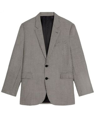 Celine Luxury Houndstooth Wool-Cashmere Jacket - Gray