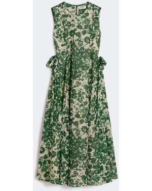 Max Mara Printed Ramie Canvas Dress - Green