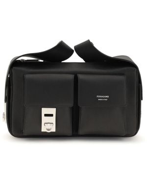 Ferragamo Hug Buckle Utility Shoulder Bag - Black