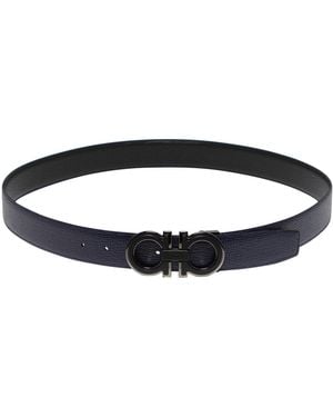 Ferragamo Gancini Calf Leather Leather Belt - Black