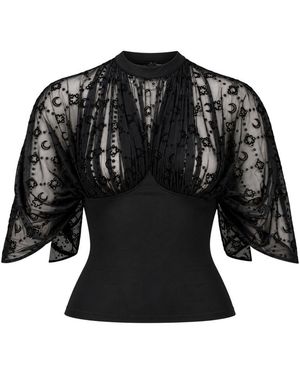 Marine Serre Moonogram Ss Open Back T-Shirt - Black
