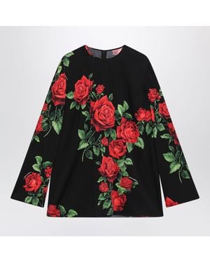 Dolce & Gabbana Silk Blouse With Floral Print - Red