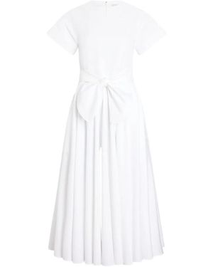 Patou Short Sleeves Midi Knot Dress - White