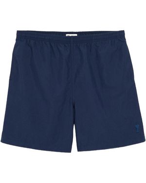 Ami Paris Logo Plain Swim Shorts - Blue