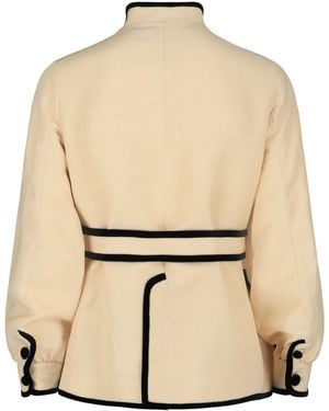 Valentino Double-Breasted Long Blazer - Natural