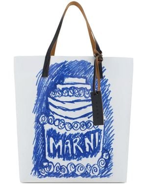 Marni Tribeca Cake Logo Tote Bag - Blue