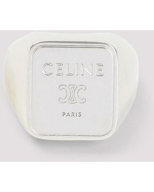 Celine Square Signet Ring - White