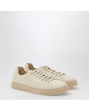 Ferragamo Mascarpone-Colored Leather Sneakers - Natural