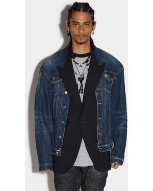 DSquared² Denim Layered Blazer Jacket - Blue