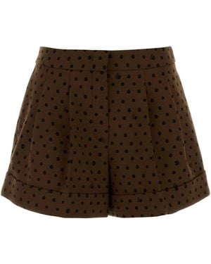 Fendi Printed Stretch Wool Blend Shorts - Brown