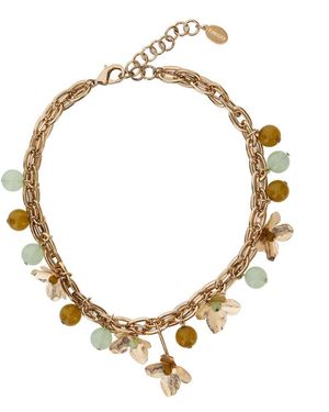Twinset Necklace Flower + Stone - Metallic