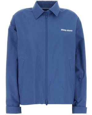 Miu Miu Cerulean Tech Fabric Windbreaker - Blue