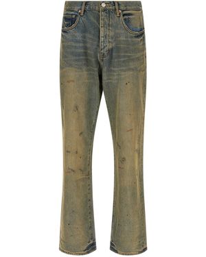 Purple 'P011 Dirty Oil Repair' Jeans - Green