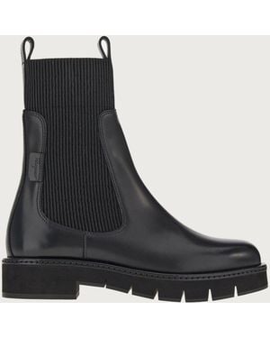 Ferragamo Leather Rook Chelsea Boots - Black